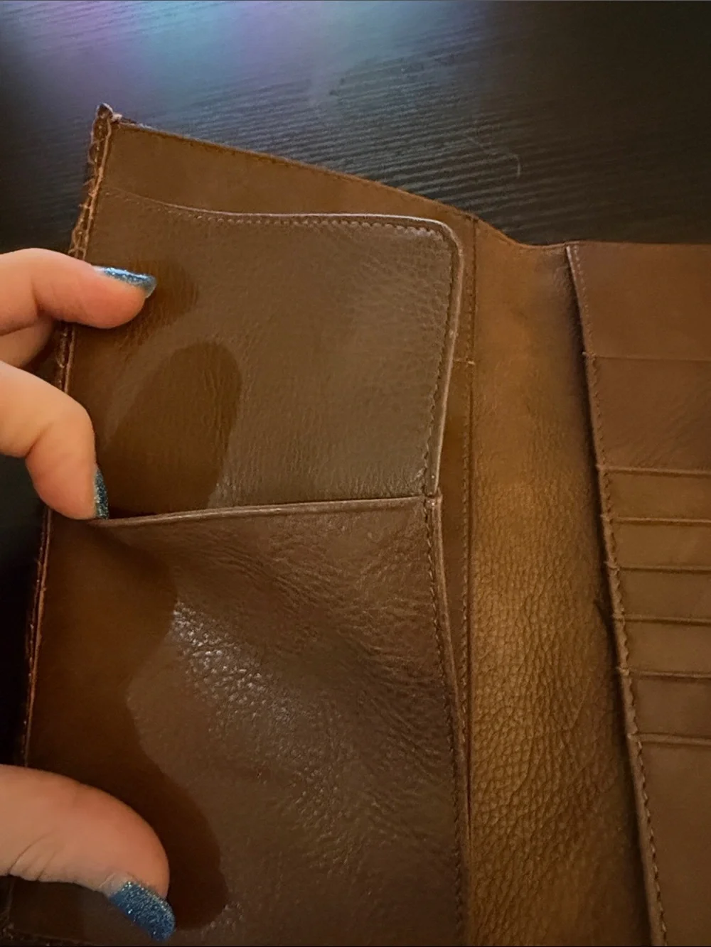 vintage-style faux crocodile embossed organizer wallet/
